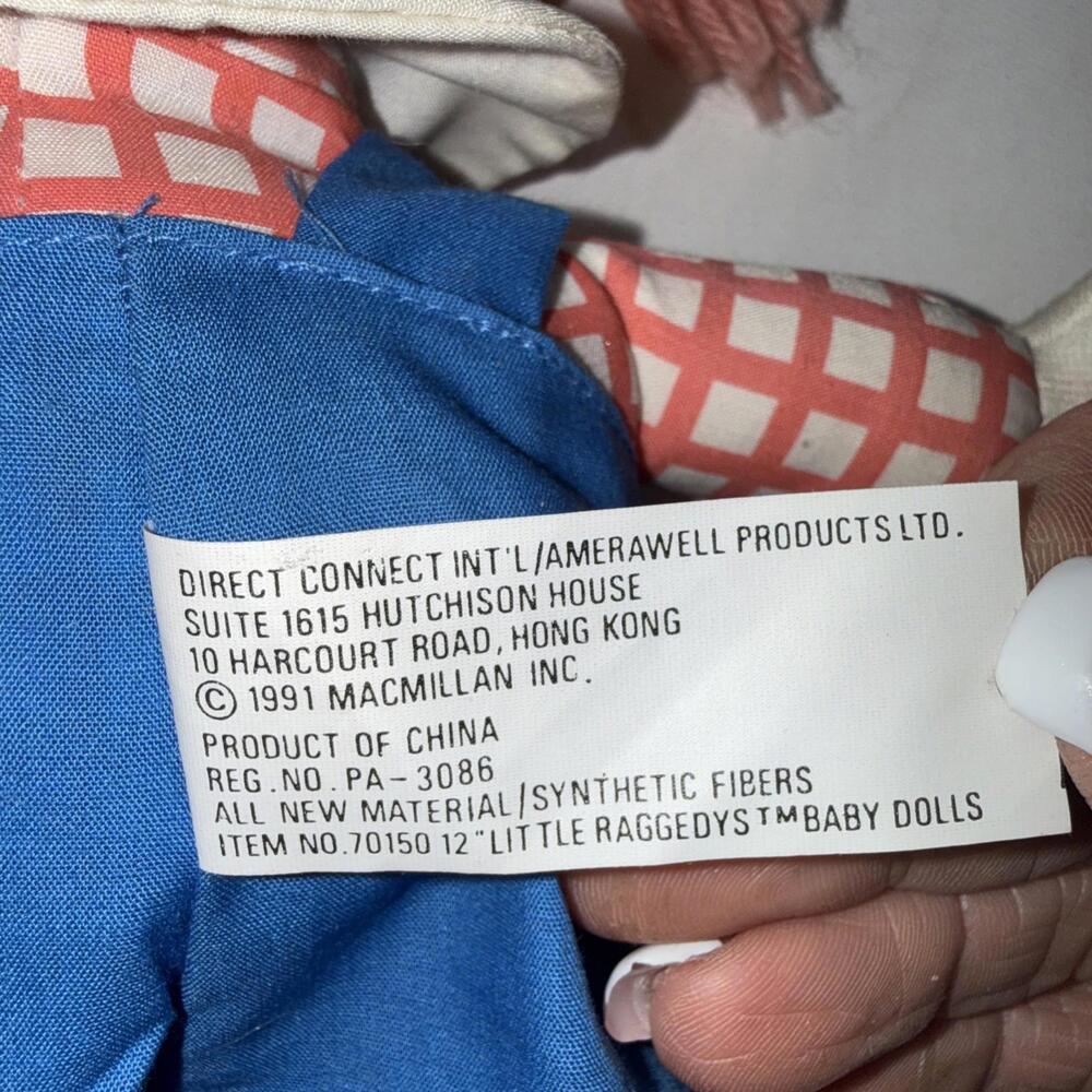 Little Raggedys‎ Raggedy Ann Andy Doll 1991 Macmillan Plush Vinyl Face ONE PLUSH - Picture 7 of 8